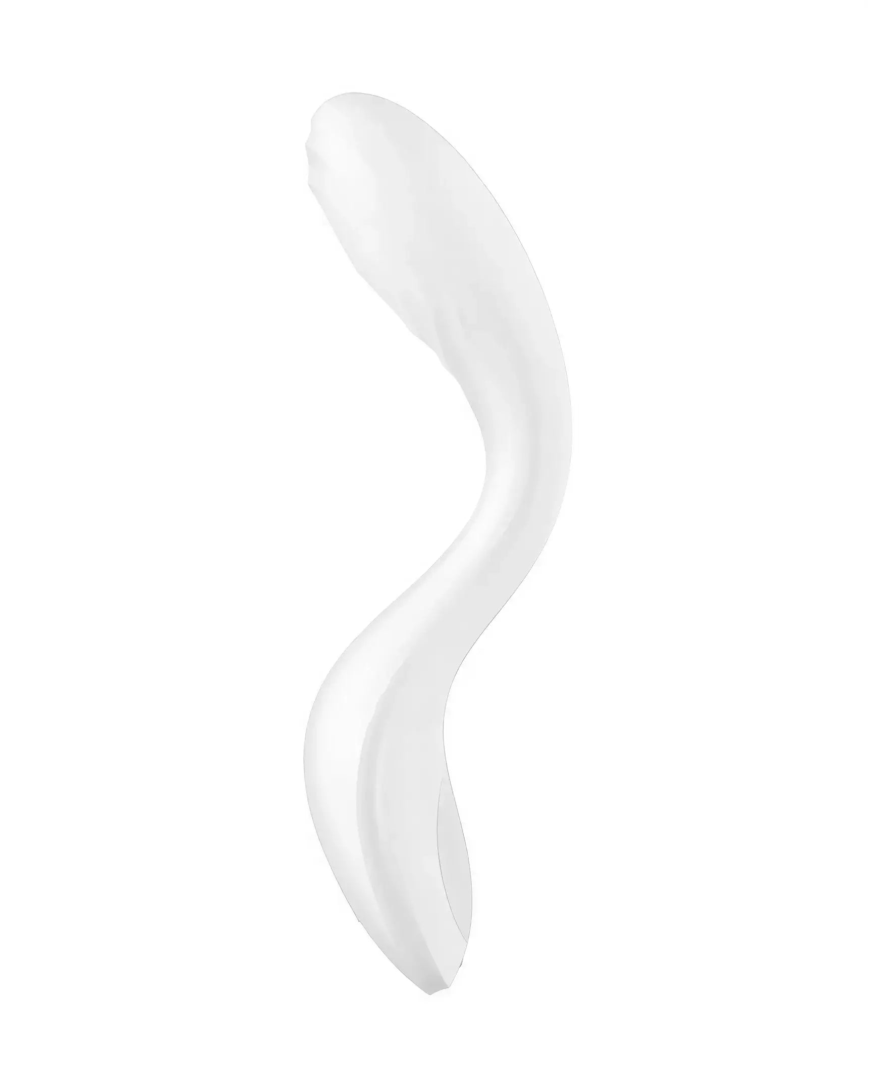 Satisfyer Rrrolling Pleasure, a smooth, curved white silicone massager with a sleek design.