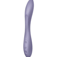 Satisfyer G-Spot Flex 2 in soft purple, featuring a curved design and control buttons on the handle.