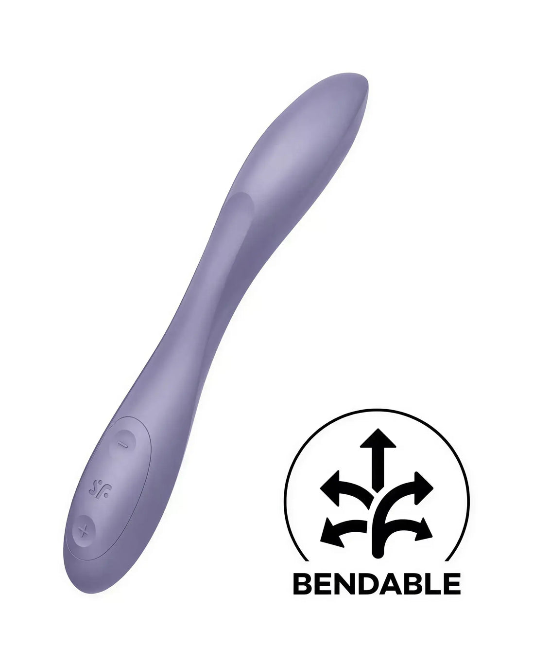Satisfyer G-Spot Flex 2 in lavender, featuring a smooth, bendable design and control buttons for customizable use.