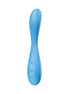Satisfyer G-Spot Flex 4 in light blue, featuring a curved design and control buttons on the side.