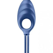 Satisfyer Swordsman in blue, featuring a curved design with a handle and two elongated prongs.