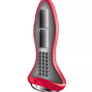 Satisfyer Rotator Plug 1 in red and gray, featuring a sleek design with a rounded tip and textured base.