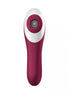 Satisfyer Dual Crush in burgundy and white, featuring a rounded tip and a single control button on top.