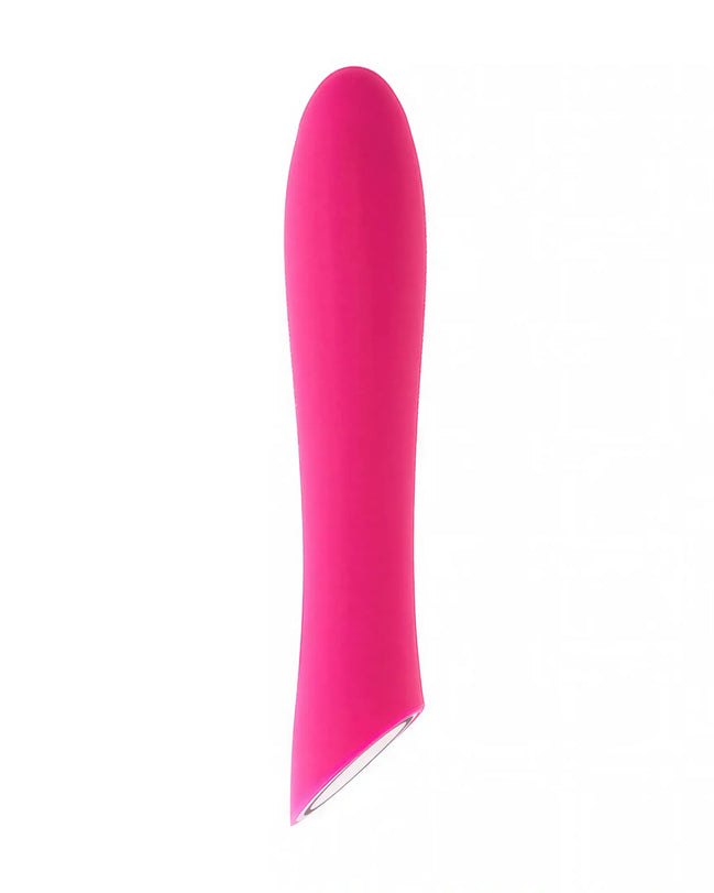 Classic curve vibrator in bright pink, featuring a smooth, tapered design for targeted stimulation.