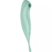Satisfyer Twirling Pro Connect in mint green, featuring a sleek, curved design and a tapered tip.