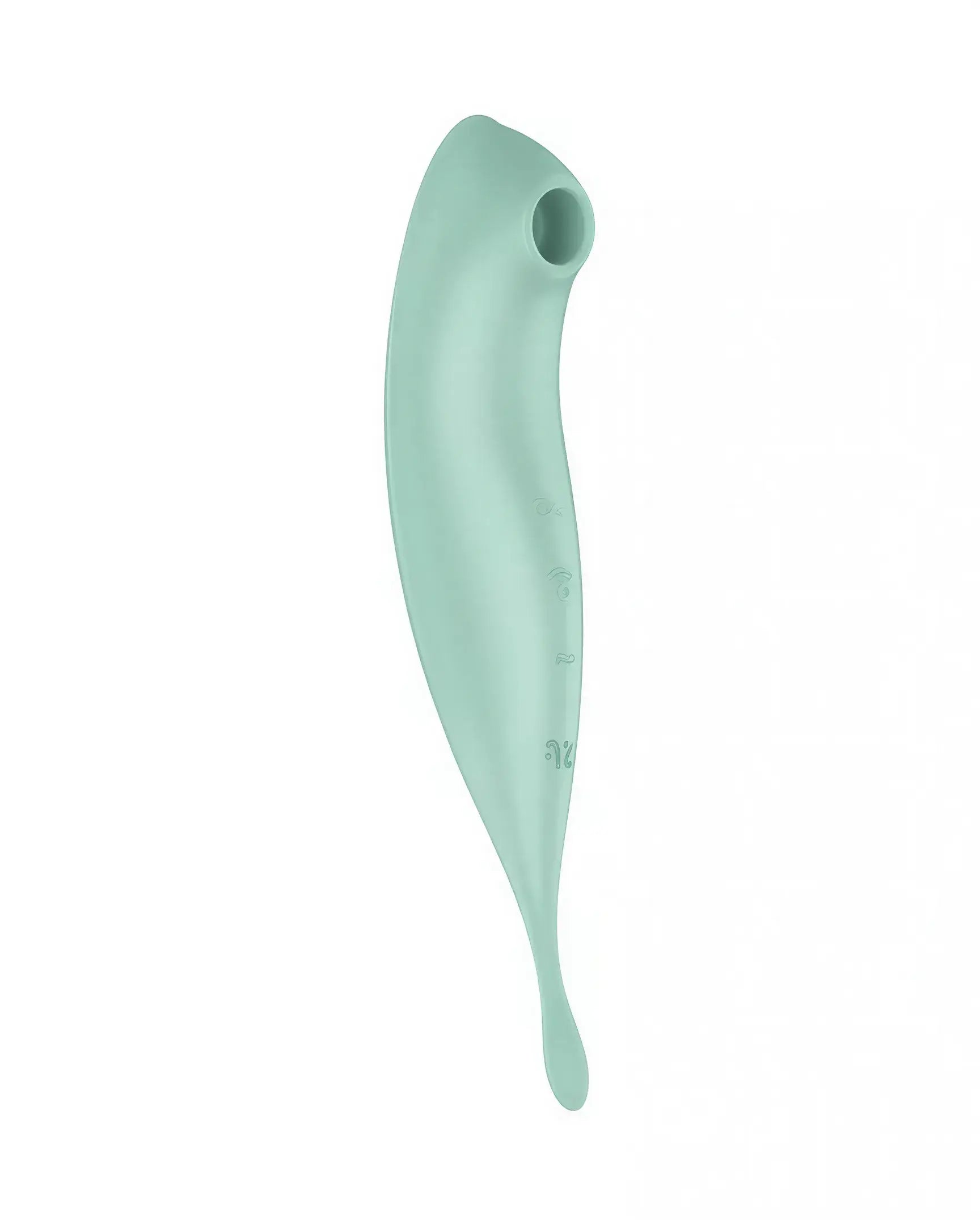 Satisfyer Twirling Pro Connect in mint green, featuring a sleek, curved design and a tapered tip.