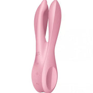 Satisfyer Threesome 1 in pink, featuring dual stimulation arms and control buttons on the body.