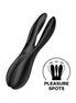 Satisfyer Threesome 2 in black, featuring a sleek design with buttons for control and a logo on the side.