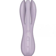 Satisfyer Threesome 2 in light purple, featuring three flexible arms and control buttons on the base.