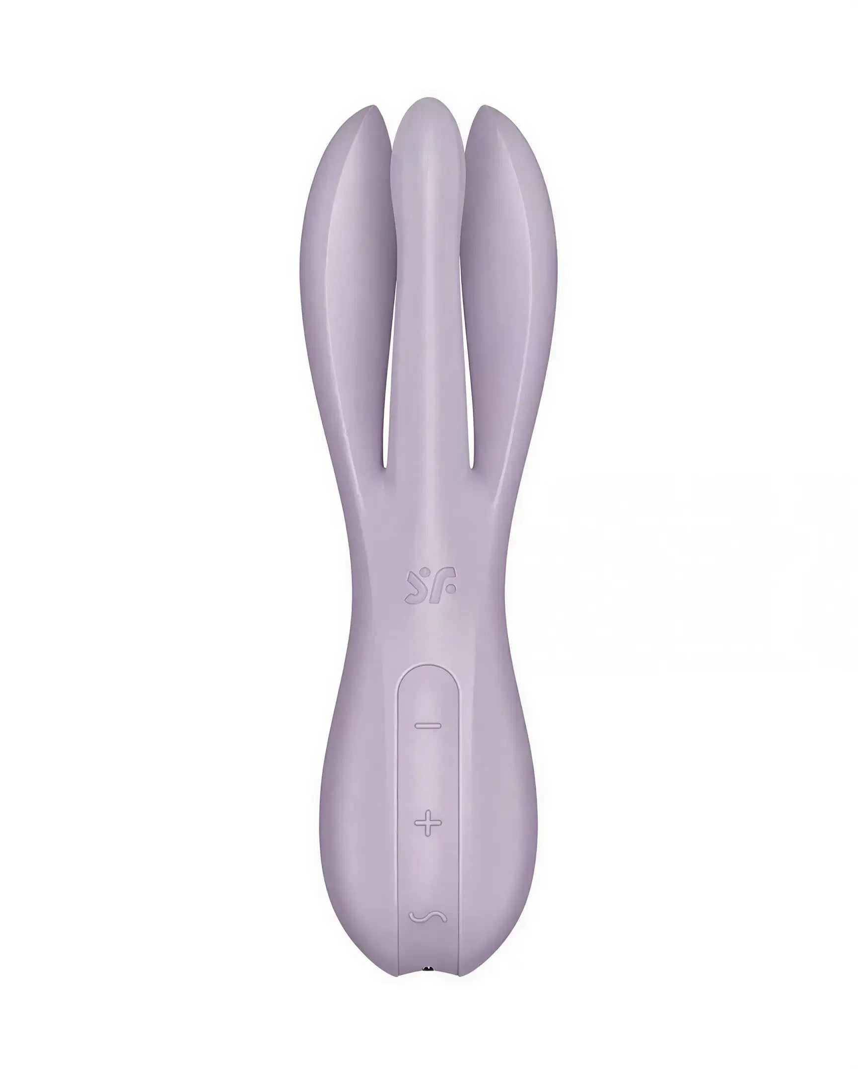 Satisfyer Threesome 2 in light purple, featuring three flexible arms and control buttons on the base.