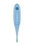 Satisfyer Twirling Pro in light blue, featuring a sleek design with control buttons and a tapered tip.