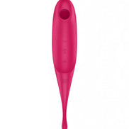 Satisfyer Twirling Pro in vibrant pink, featuring a sleek design and control buttons on the body.