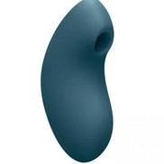 Satisfyer Vulva Lover 2 in teal, featuring a curved design with a rounded tip and a small opening.