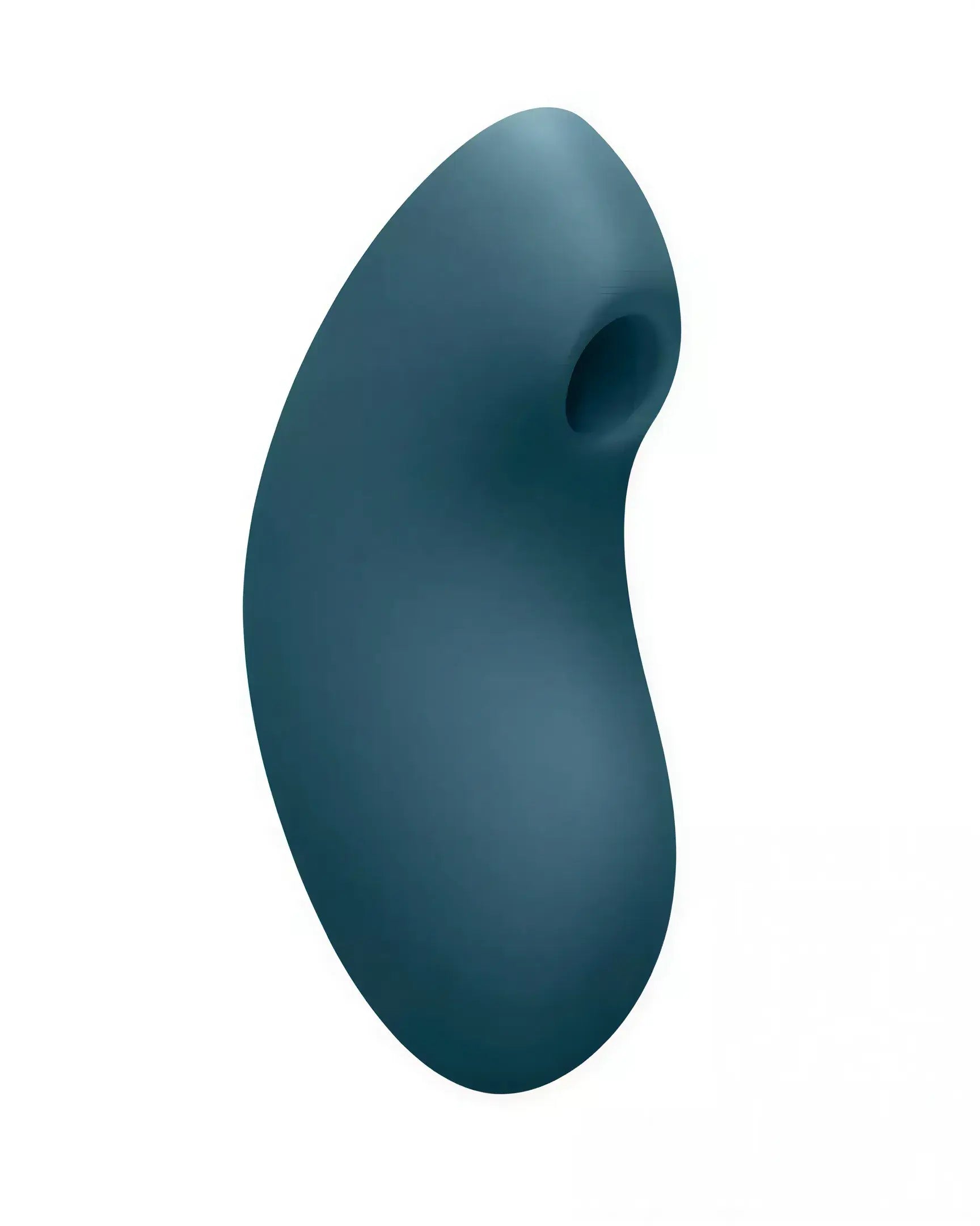 Satisfyer Vulva Lover 2 in teal, featuring a curved design with a rounded tip and a small opening.