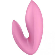 Satisfyer Love Riot, a pink silicone vibrator with a curved design and smooth surface.