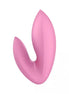 Satisfyer Love Riot, a pink silicone vibrator with a curved design and smooth surface.
