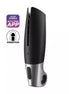 Satisfyer Men Vibration Plus in black and silver, featuring a textured grip and control buttons for adjustable settings.