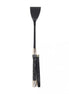 Kinki luxury mini crop with a black leather handle and a sleek paddle end, featuring gold accents.