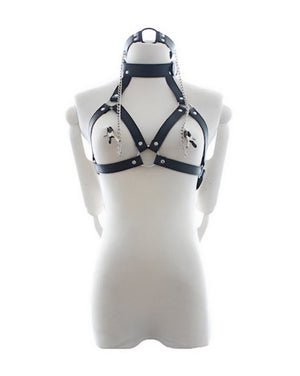 Share Satisfaction KinKi Bondage Harness with Nipple Clamps
