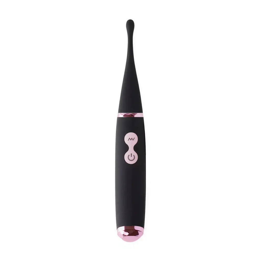 Black and pink vibrator pen on a white background