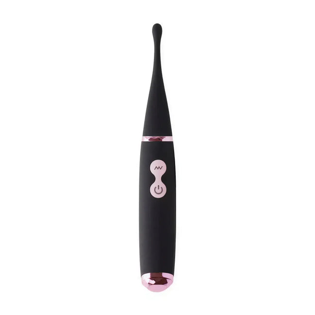Black and pink vibrator pen on a white background