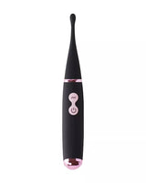 Black and pink vibrator pen on a white background