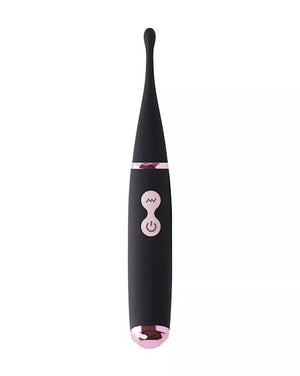 Black and pink vibrator pen on a white background