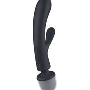 Satisfyer Triple Lover in black, featuring a curved design with a rounded tip and a smaller side arm for stimulation.