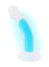 Nood Colours glow in the dark dildo, 7.5 inches long, featuring a translucent design with a blue core.