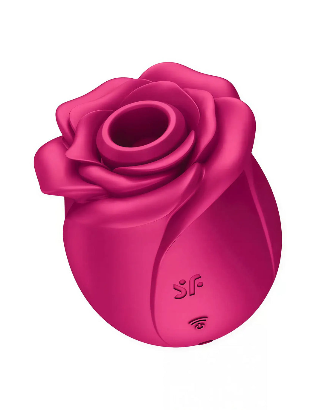 Satisfyer Pro 2 Classic Blossom in bright pink, shaped like a rose with a smooth finish and a control button at the base.