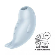 Satisfyer Seal You Soon in light blue, featuring a sleek design with air pulse and vibration functions.