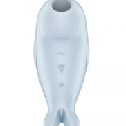 Satisfyer Seal You Soon in light blue, shaped like a seal with control buttons on the front.
