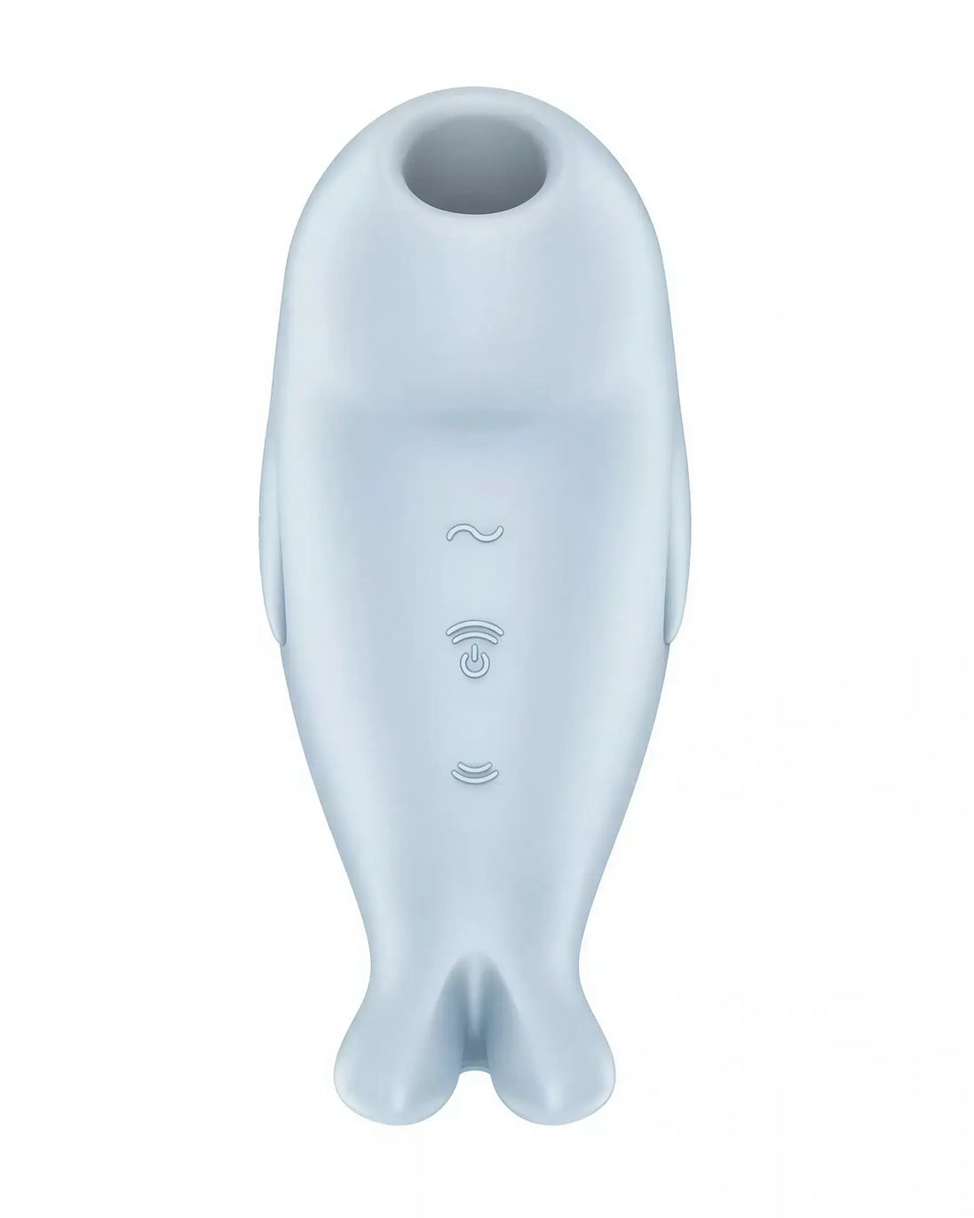 Satisfyer Seal You Soon in light blue, shaped like a seal with control buttons on the front.