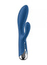 Satisfyer Spinning Rabbit 1 in blue silicone with a curved design and dual stimulation features.