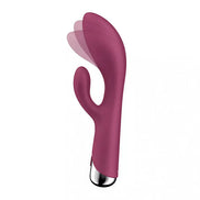 Satisfyer Spinning Rabbit 1 in deep pink with a curved design and dual stimulation features.