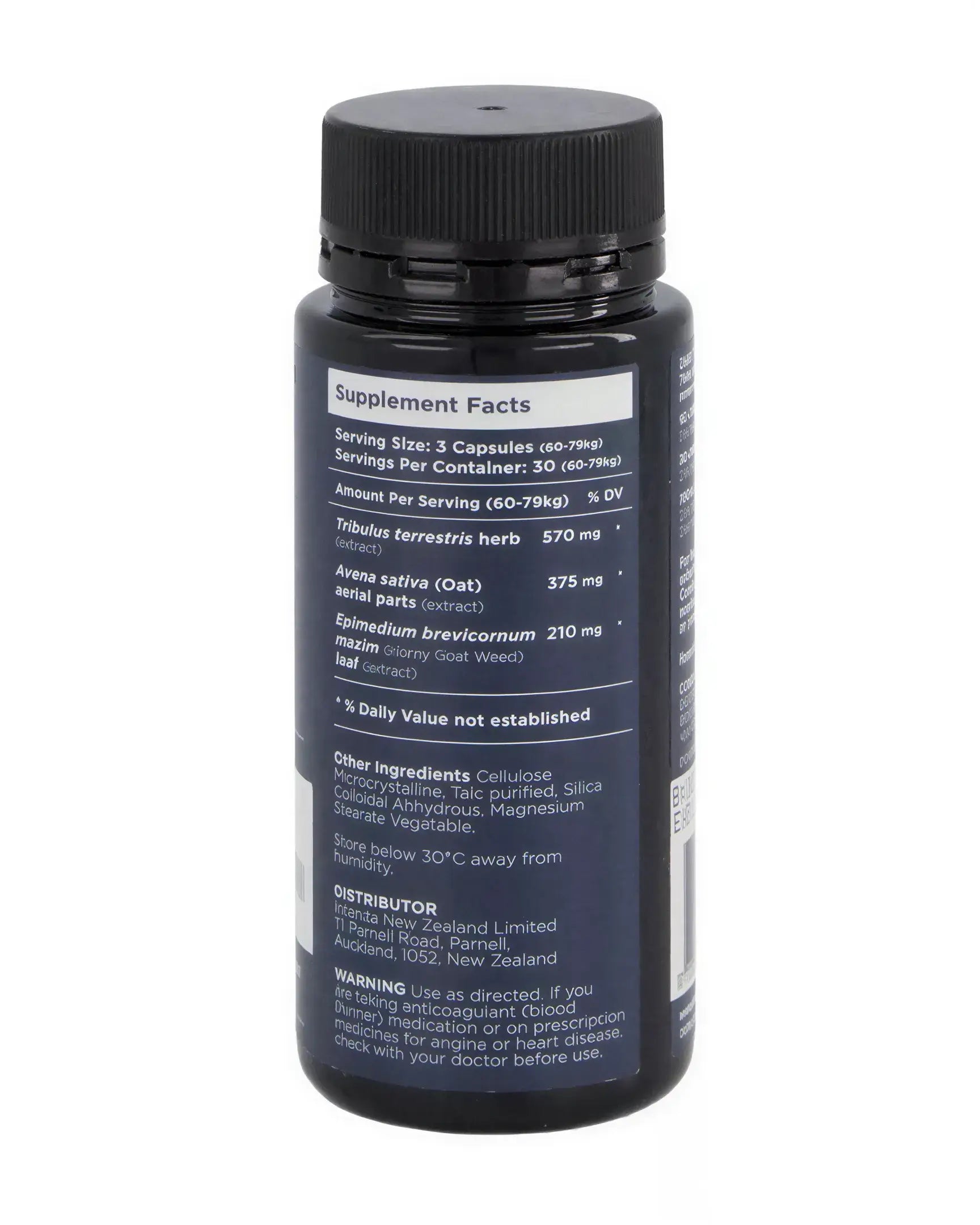 Herbal Ignite Him 90 capsules in a black bottle with a detailed supplement facts label on the back.