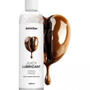 Satisfyer Juicy Lubricant, 300ml bottle with a heart-shaped splash, featuring a water-based formula.