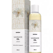 Satisfyer massage oil in a 250ml bottle with jasmine flower design on the packaging.