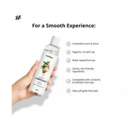 Satisfyer Juicy Lubricant 300ml in Minty Mocha flavor with a sleek bottle design and no-spill cap.