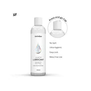 Satisfyer Juicy Lubricant, 300ml bottle with a press-and-go cap, featuring a clear liquid and minimalist design.