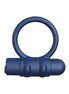 Nood Cinder vibrating cock ring in navy blue with a smooth, rounded design and textured section for stimulation.