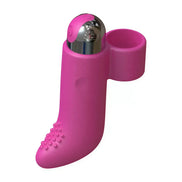 Nood Soft Spot finger vibrator in bright pink with a rounded tip and textured surface for enhanced stimulation.