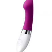 Lelo Gigi 2 G-spot vibrator in vibrant pink with a curved tip and white base, featuring control buttons.