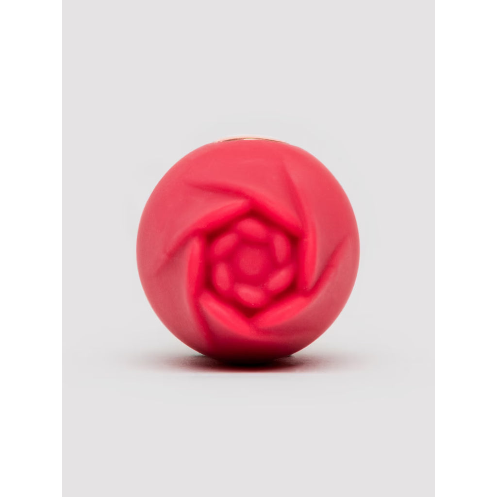 Patina necklace vibrator in a rose-shaped design, featuring a vibrant pink color and smooth texture.