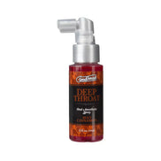 Doc Johnson Goodhead deep throat spray in a 2 fl oz bottle, featuring a cinnamon flavor and a spray nozzle.