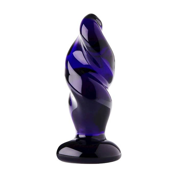 Share Satisfaction Lucent Glass Butt Plug Dark Blue