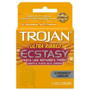 Trojan Ultra Ribbed Ecstasy Condoms 3 Pack