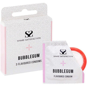 Share Satisfaction Flavoured Condoms Bubblegum 3 Pack