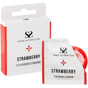 Share Satisfaction Flavoured Condoms Strawberry 3 Pack