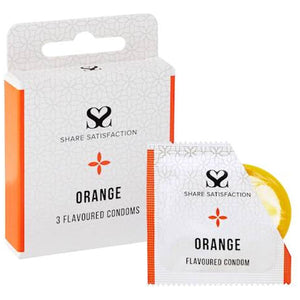Share Satisfaction Flavoured Condoms Orange 3 Pack